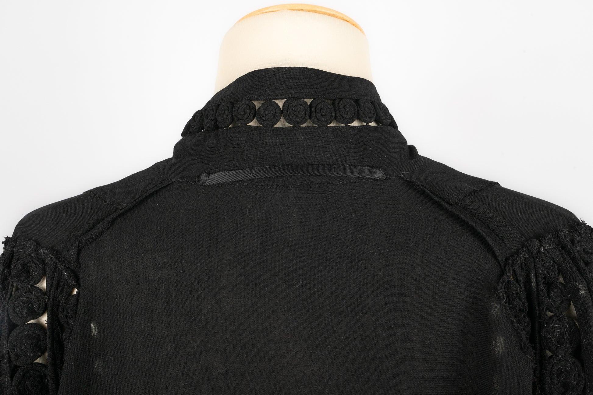 Black Silk Crepe Coat, 1930-1940s For Sale 2