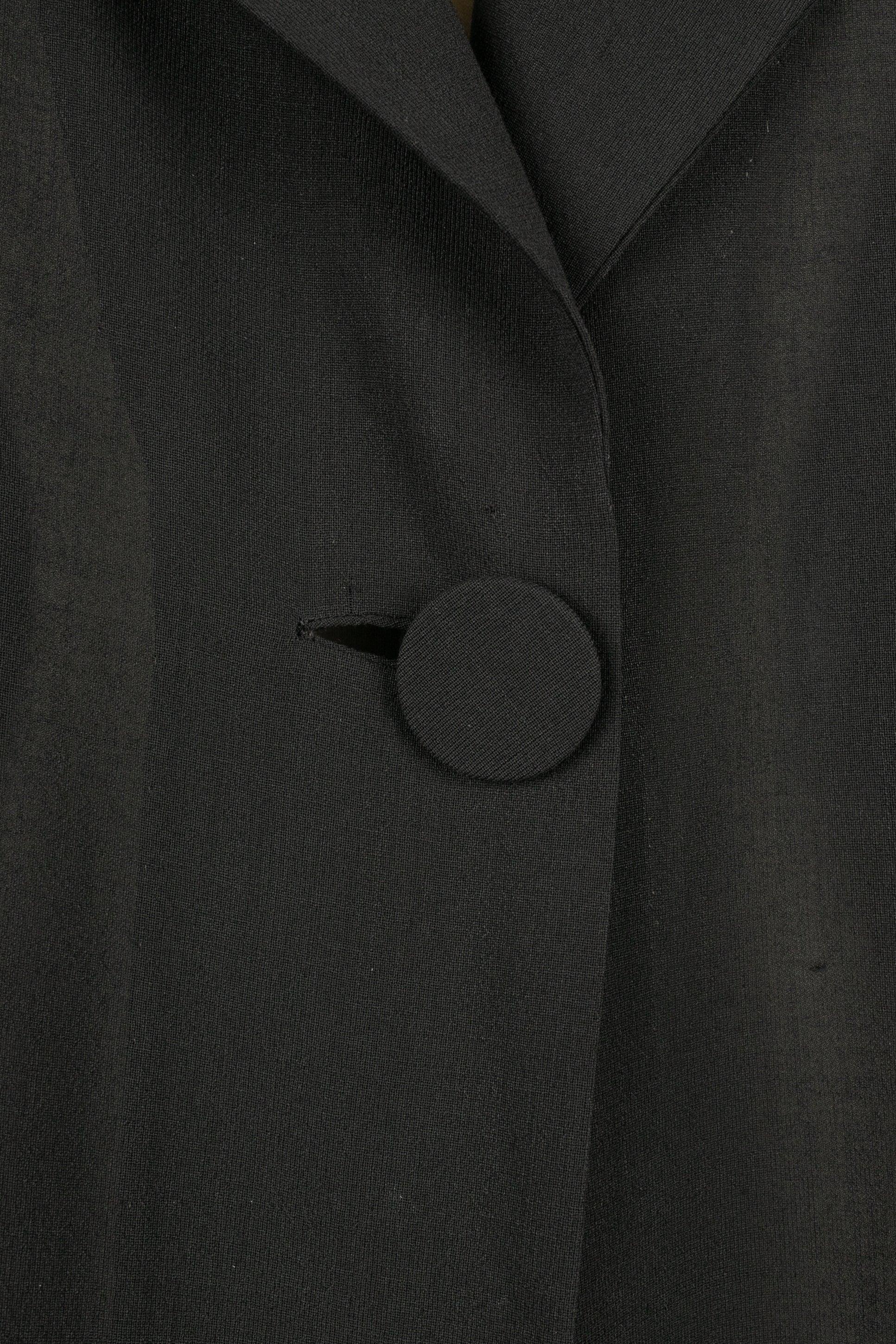 Black Silk Crepe Coat, 1930-1940s For Sale 3