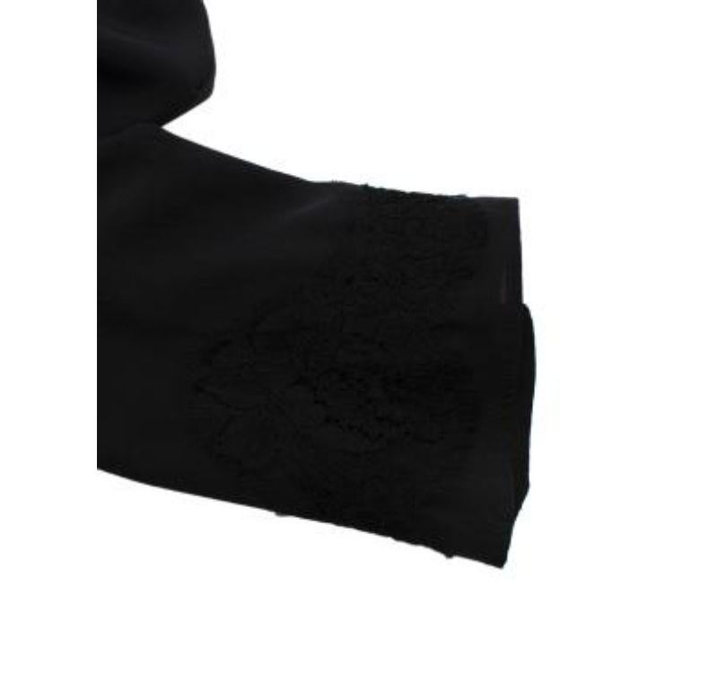 Dolce & Gabbana Black Silk Crepe de Chine Lace Trimmed Blouse - xxs For Sale 2
