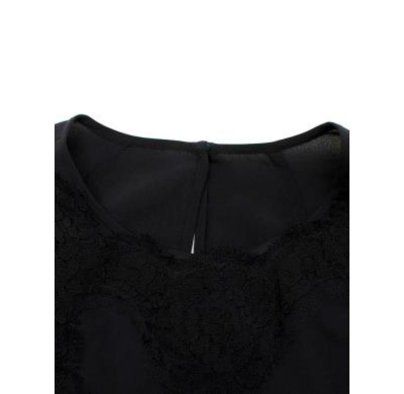 Dolce & Gabbana Black Silk Crepe de Chine Lace Trimmed Blouse - xxs For Sale 3