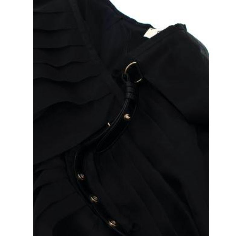 Fendi Black Silk Crepe Pleated Belted Skirt - M In Excellent Condition For Sale In London, GB