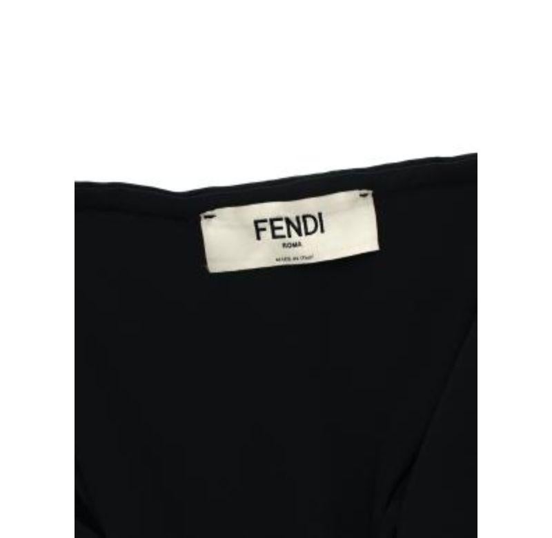 Fendi Black Silk Crepe Pleated Belted Skirt - M For Sale 1