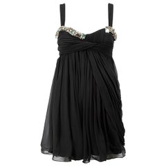 Black Silk Crystal Detailed Asymmetric Top Size M