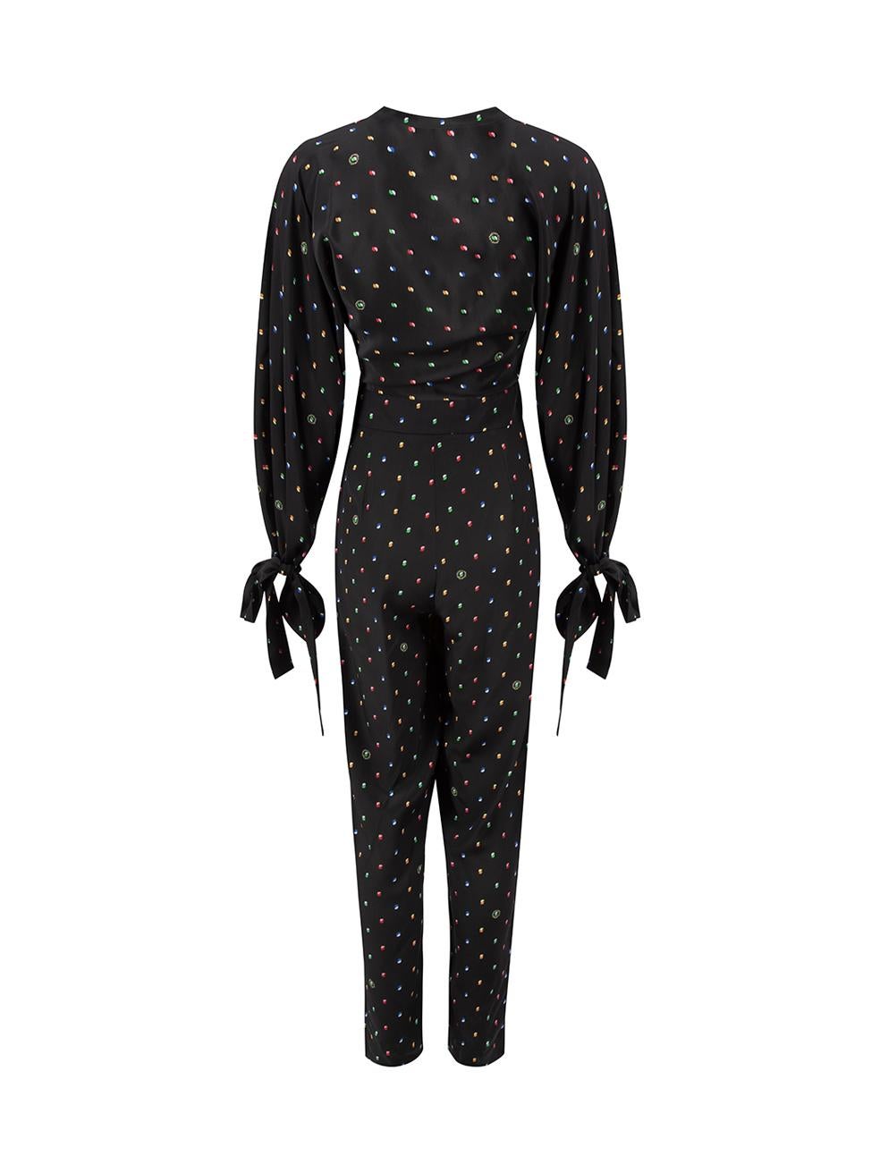 Black Silk Dotted Jumpsuit Size XS In New Condition In London, GB