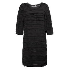Black Sheer Fray Layered Detail Mini Dress Size XXS