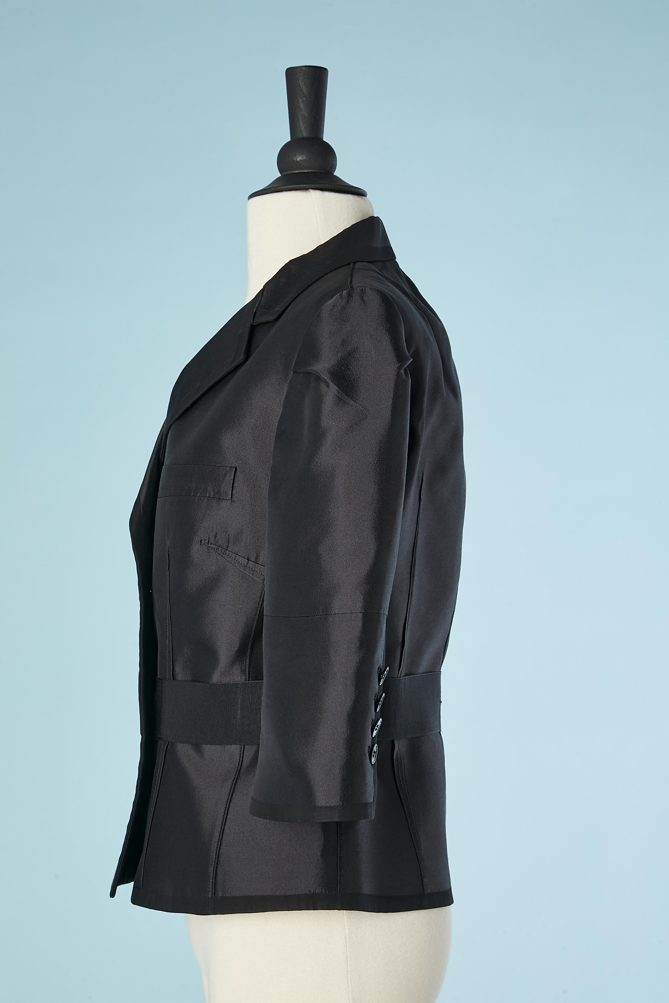 Women's Black silk double-breasted jacket Dolce & Gabbana  For Sale
