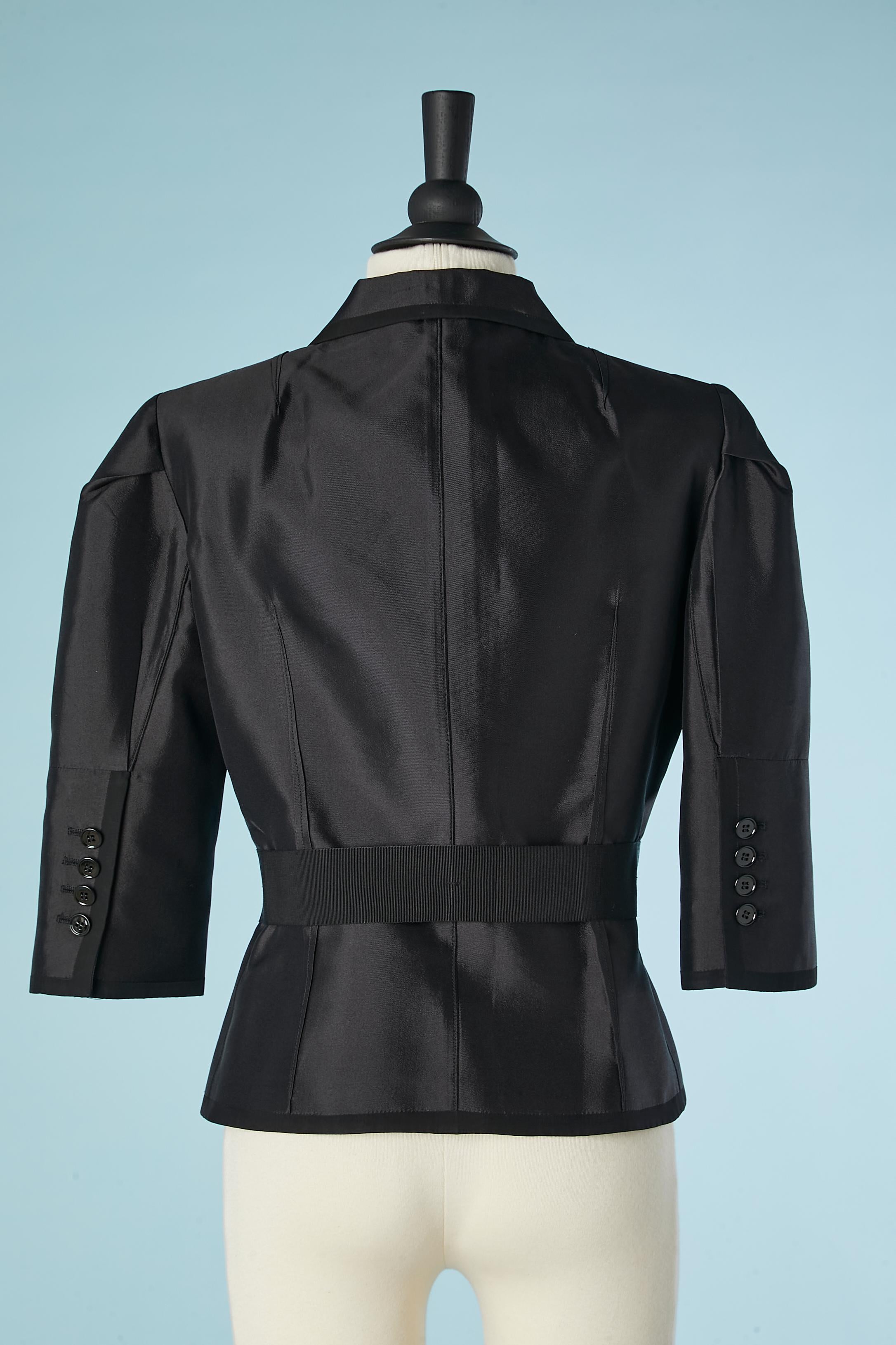 Black silk double-breasted jacket Dolce & Gabbana  For Sale 1