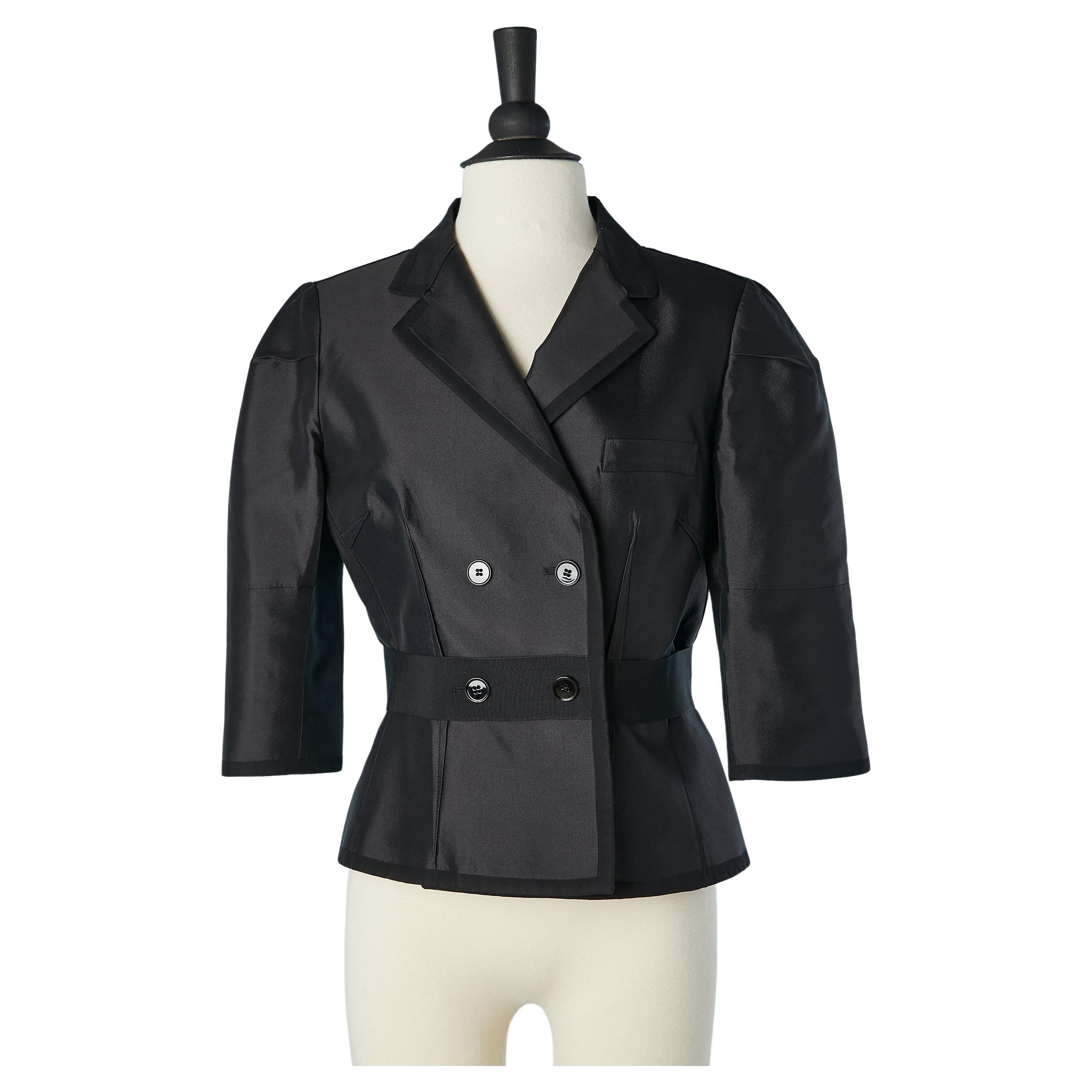 Black silk double-breasted jacket Dolce & Gabbana 