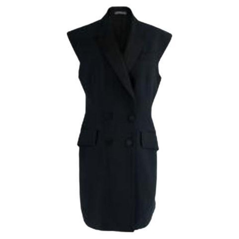 Double Breasted Tuxedo Short Halter Dress In Black