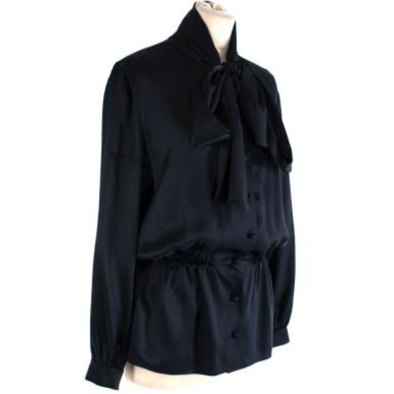 Black Silk Drawstring Blouse In Good Condition For Sale In London, GB