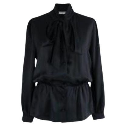 Black Silk Drawstring Blouse