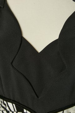 Black silk dress with zebra pattern belt, rhinestone and bow DANIEL ROLAND