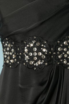 Black silk evening dress with lace and rhinestone waist band Lorena Sarbu