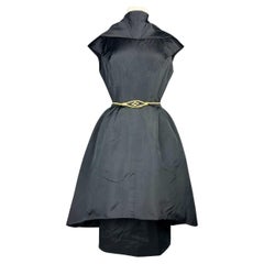 Abito da cocktail in faille di seta nero di Pauline Trigère - USA Circa 1950