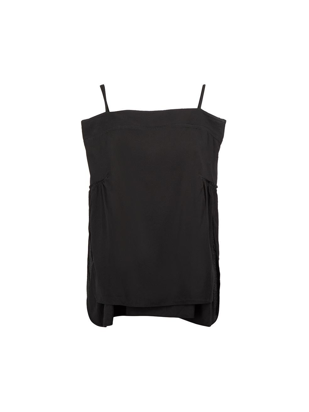 Black Silk Gathered Accent Tank Top Size XS In Good Condition For Sale In London, GB