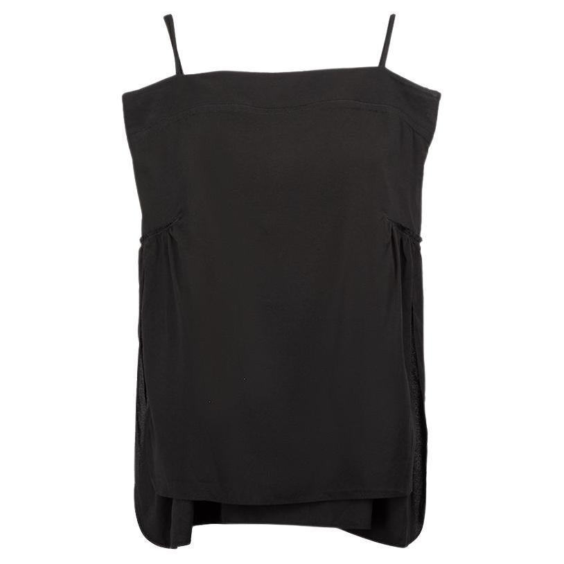 Black Silk Gathered Accent Tank Top Size XS For Sale