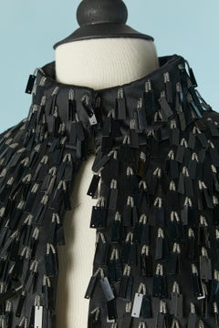 Black silk  jacket with black PVC and beads fringes Gianfranco Ferré Studio