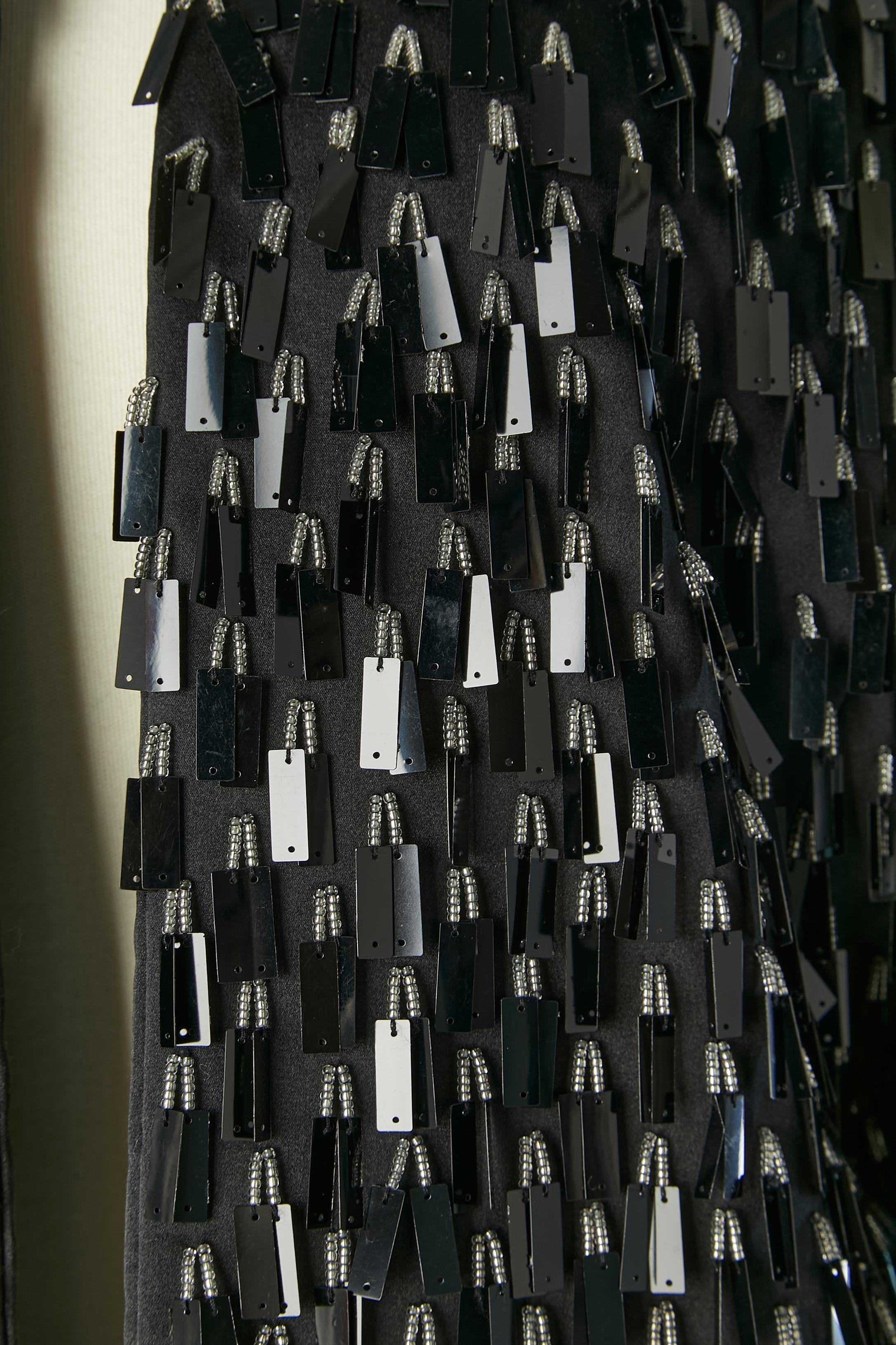 Black silk  jacket with black PVC and beads fringes Gianfranco Ferré Studio In Excellent Condition In Saint-Ouen-Sur-Seine, FR