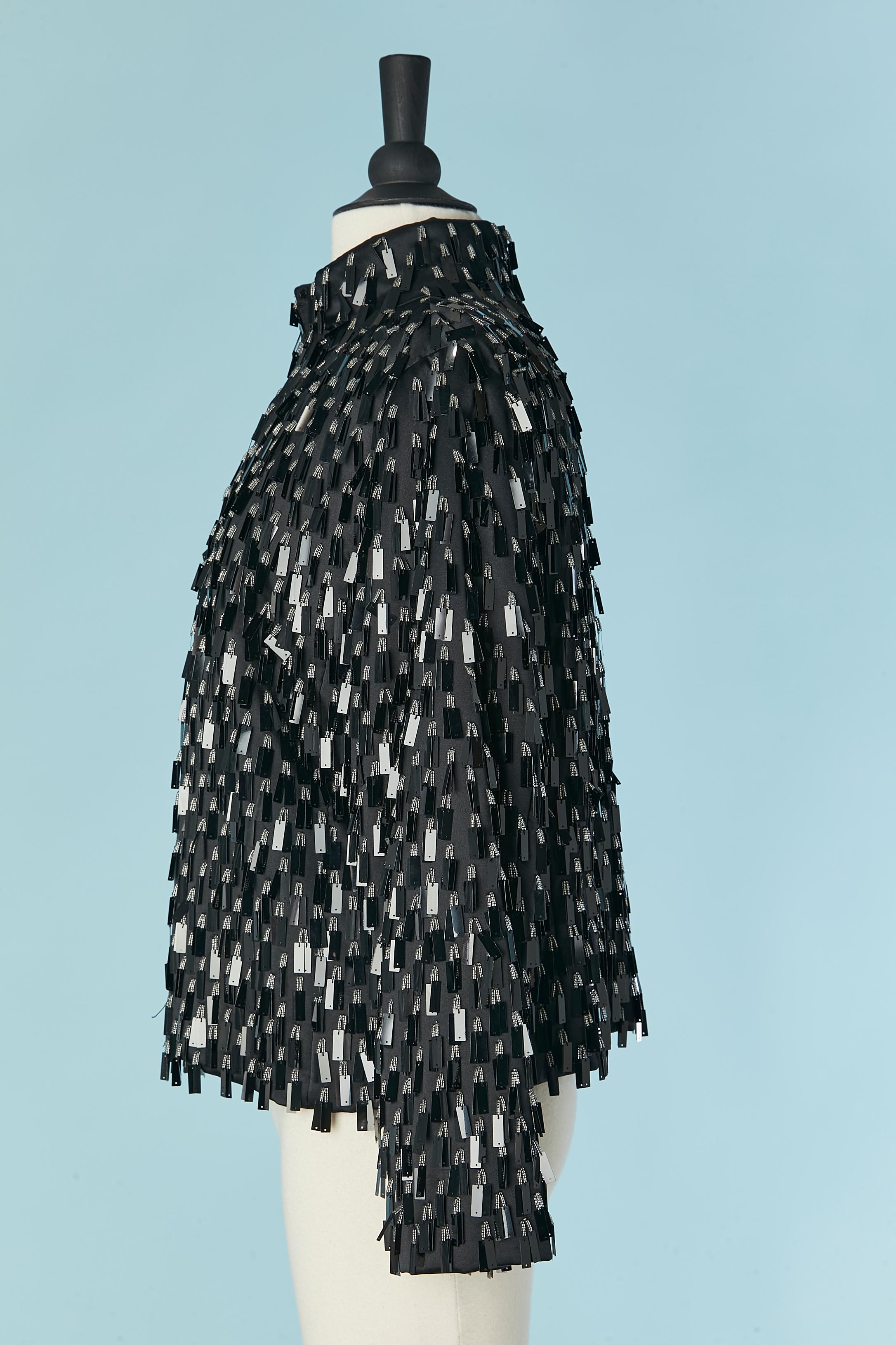 Black silk  jacket with black PVC and beads fringes Gianfranco Ferré Studio 1