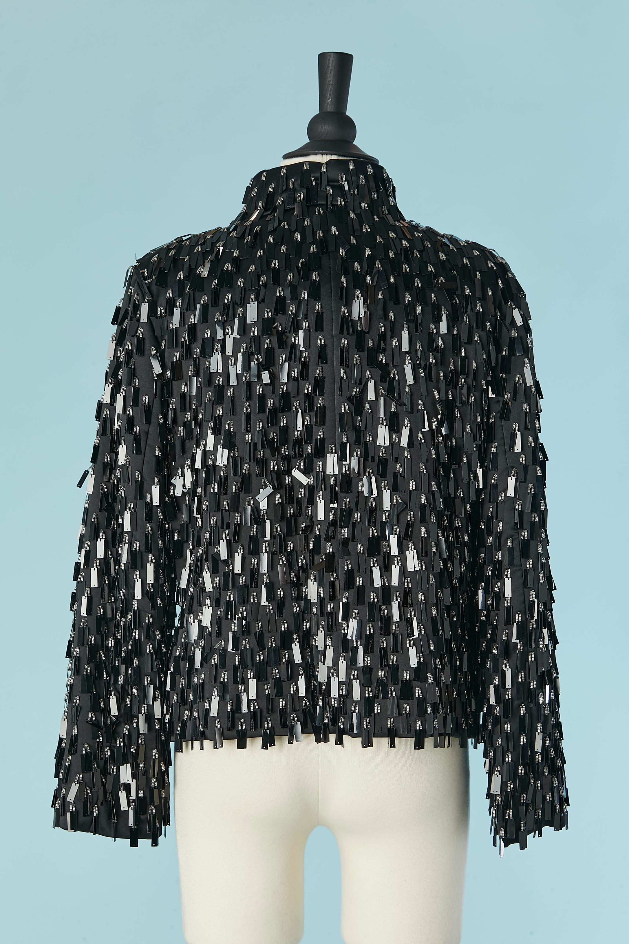 Black silk  jacket with black PVC and beads fringes Gianfranco Ferré Studio 2