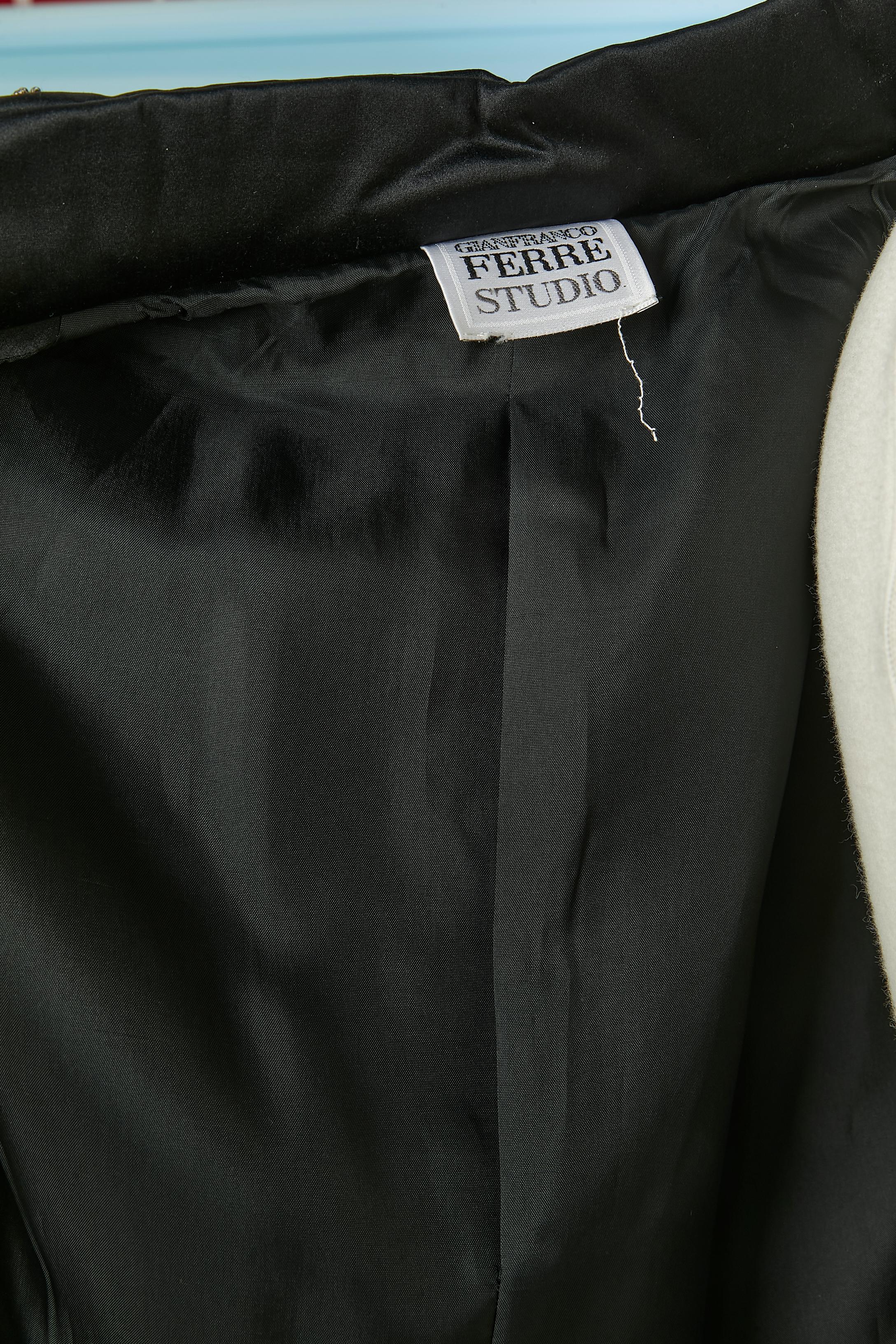 Black silk  jacket with black PVC and beads fringes Gianfranco Ferré Studio 3