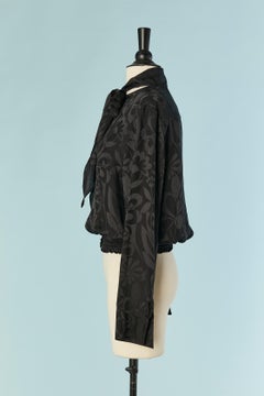 Camicetta in seta nera jacquard con fiocco LOLITA LEMPICKA Première