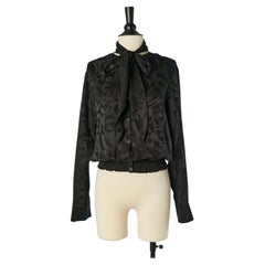 Camicetta in seta nera jacquard con fiocco LOLITA LEMPICKA Première