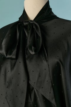 Black silk jacquard shirt with polka dot pattern and bow tie ALEXANDRE VAUTHIER