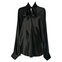Black silk jacquard shirt with polka dot pattern and bow tie ALEXANDRE VAUTHIER