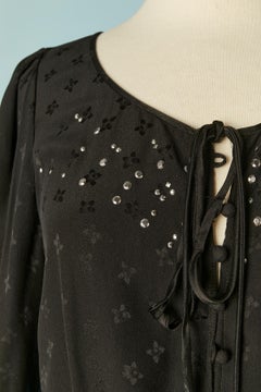 Black silk jacquard top with studs embellishment LOLITA LEMPICKA