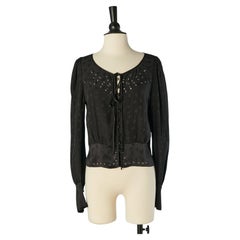 Black silk jacquard top with studs embellishment LOLITA LEMPICKA