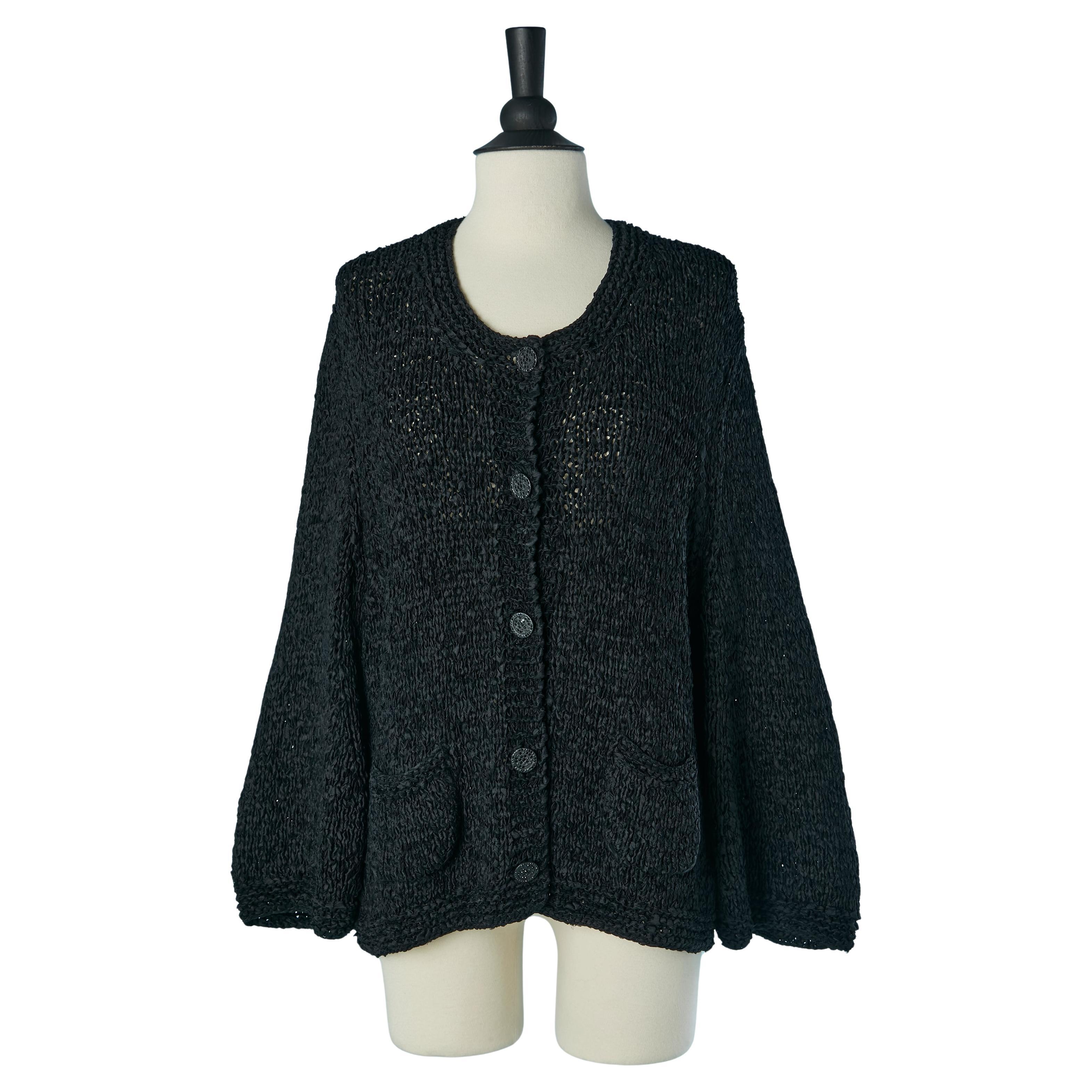 Cardigan en maille de soie noire CHANEL