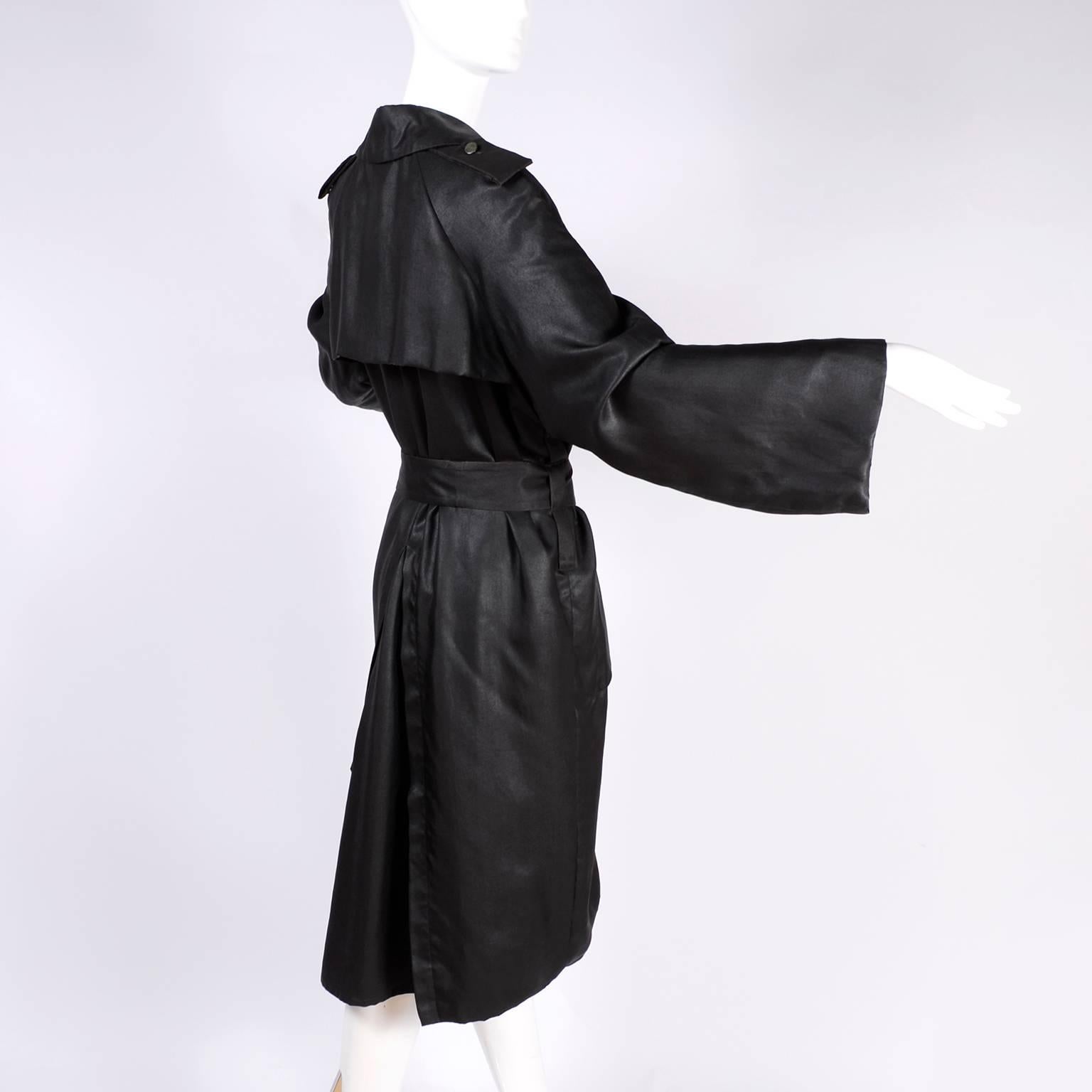 black silk trench coat