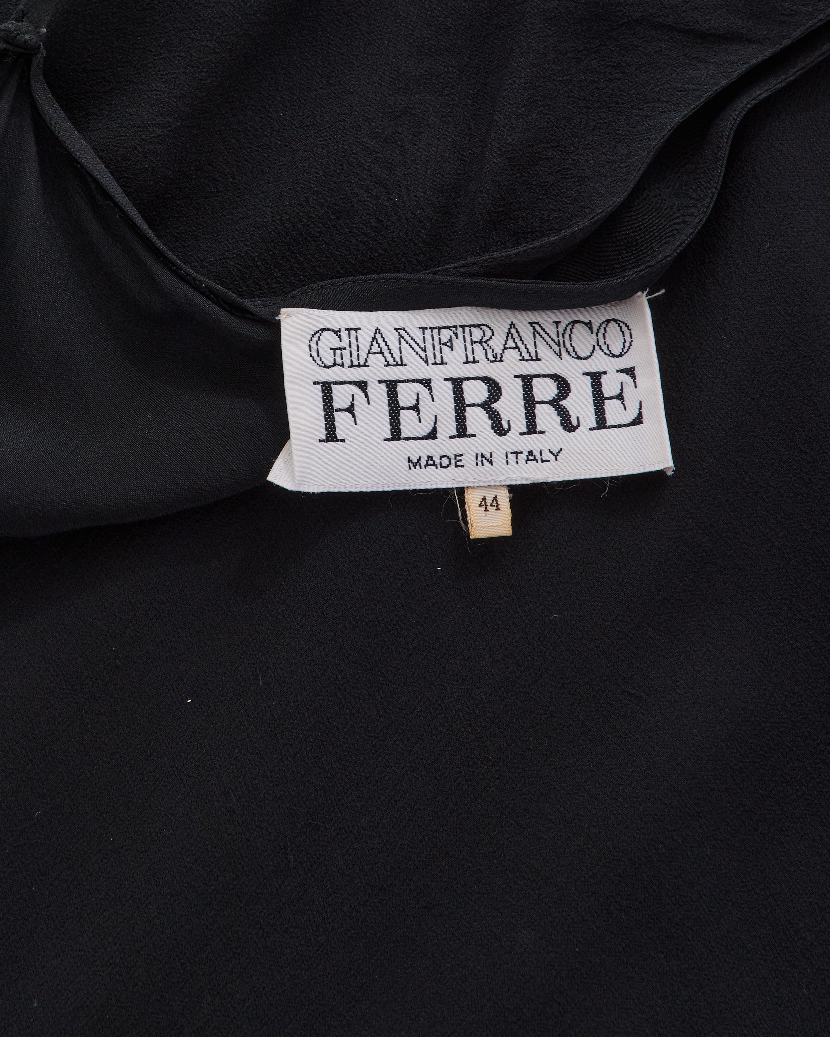 Gianfranco Ferrè F/W 1993 Black Silk Long Dress in vendita 5