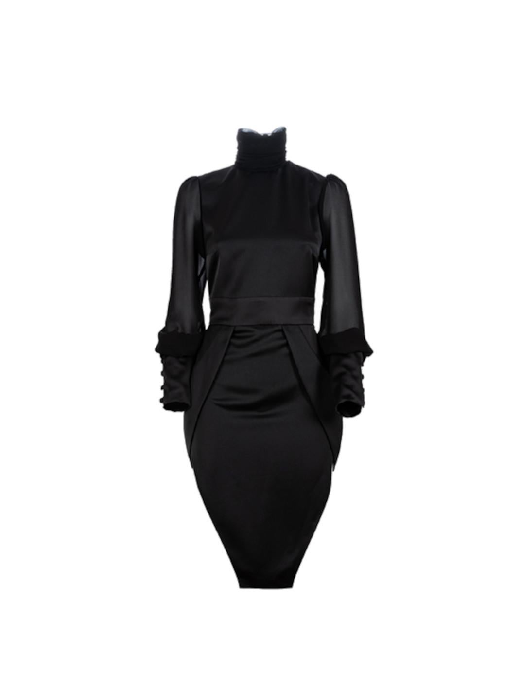 Women's Black silk long sleeves dress NWOT