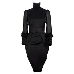 Black silk long sleeves dress NWOT