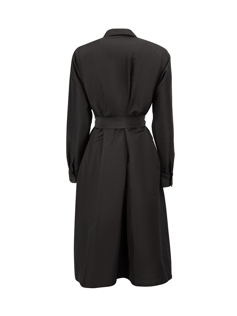 Black Silk Midi Shirt Dress Size L In Good Condition In London, GB