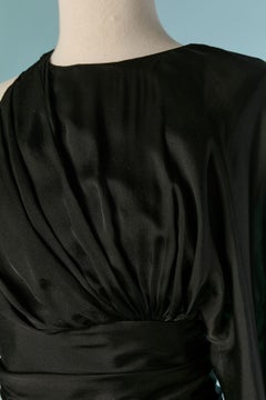 Vestido de noche de seda negro con un solo hombro de ALEXANDRE VAUTHIER