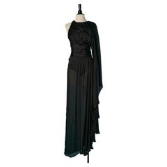 Vestido de noche de seda negro con un solo hombro de ALEXANDRE VAUTHIER