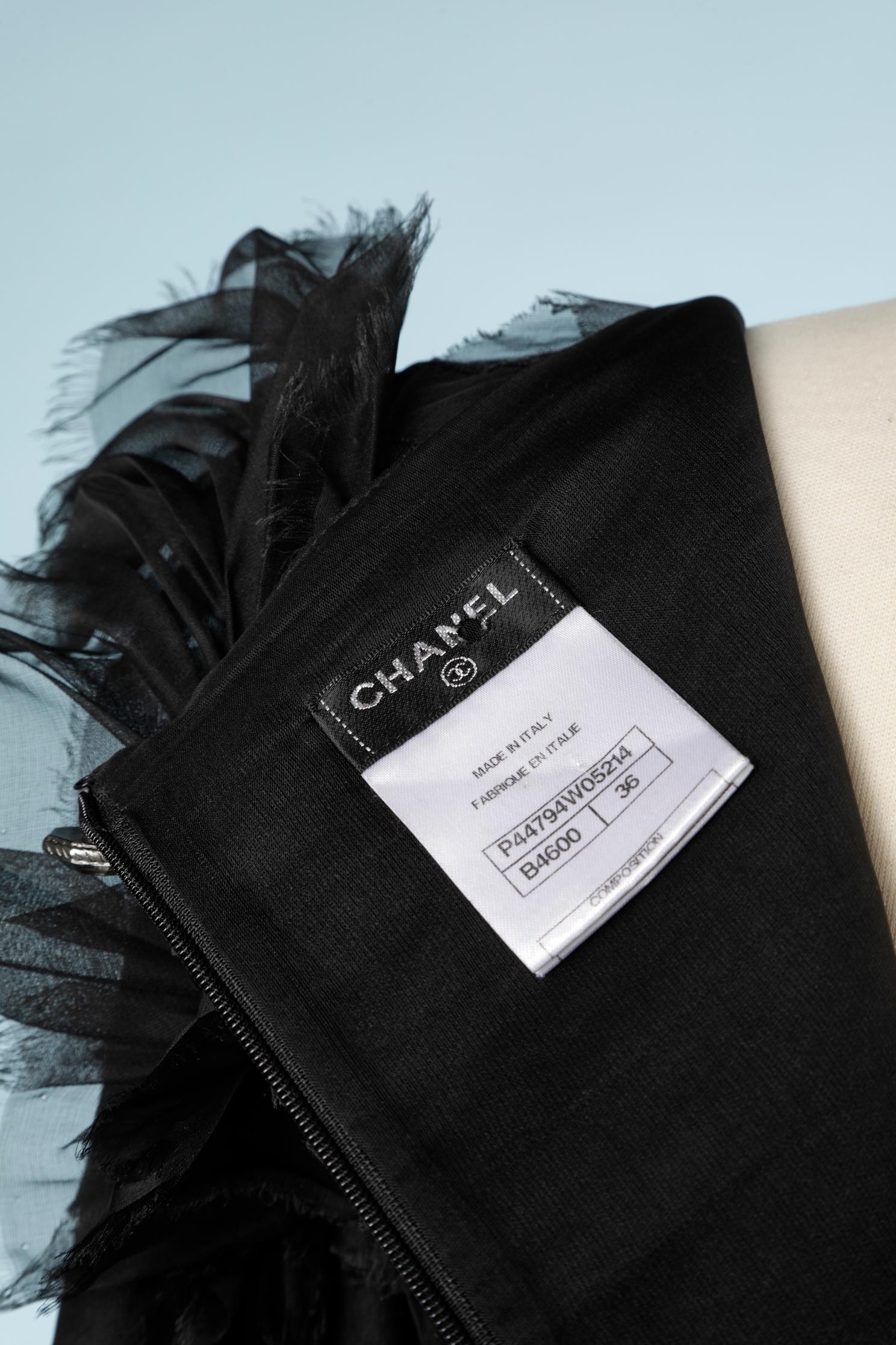 Black silk organza tunique with ruffles on a wool jersey base Chanel  5