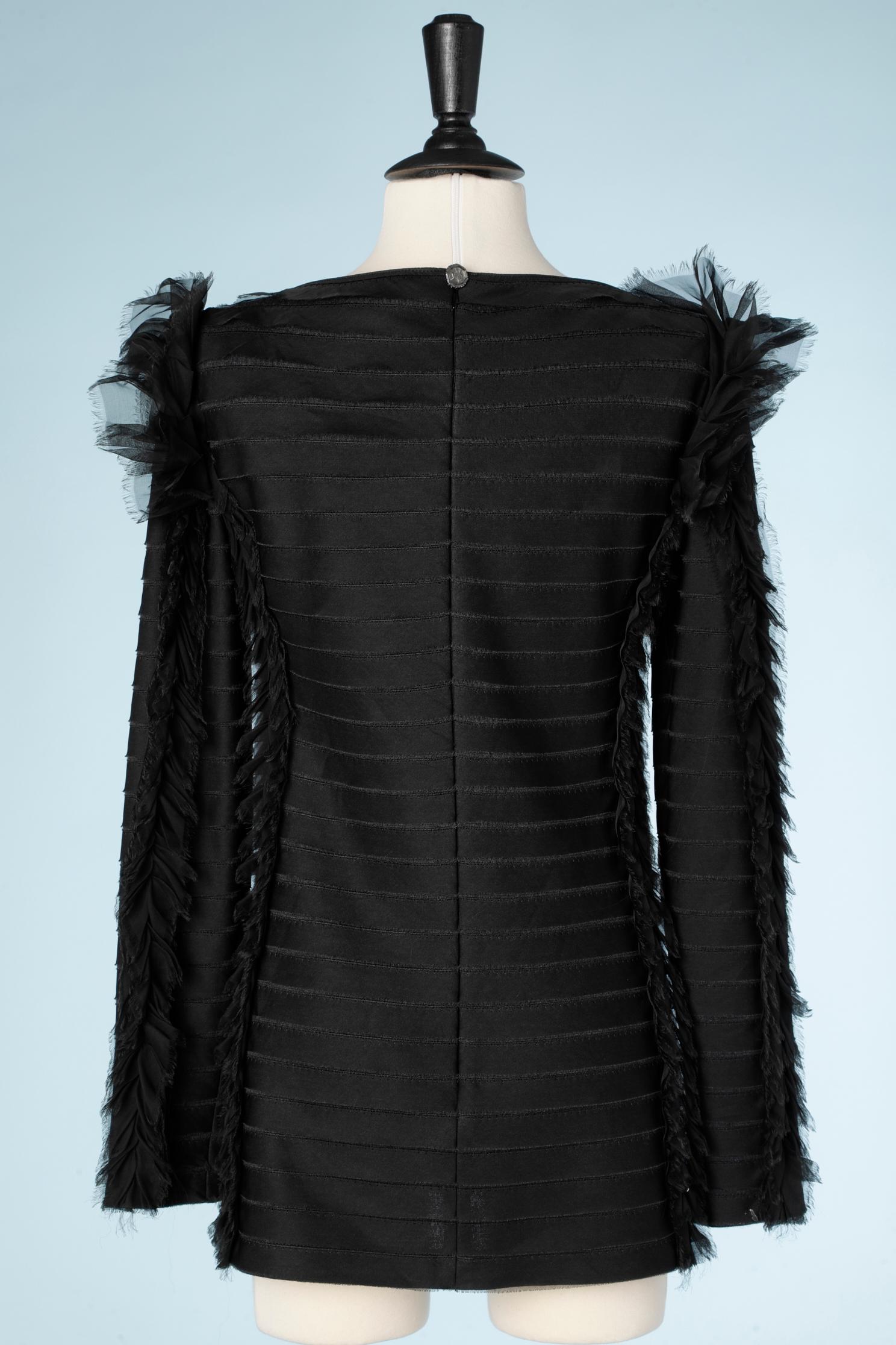 Black silk organza tunique with ruffles on a wool jersey base Chanel  3