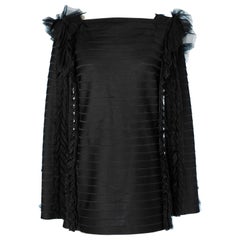 tunique chanel Black silk organza tunique with ruffles on a wool jersey base Chanel