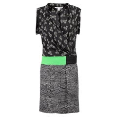 Black Silk Patterned Mini Dress Size M