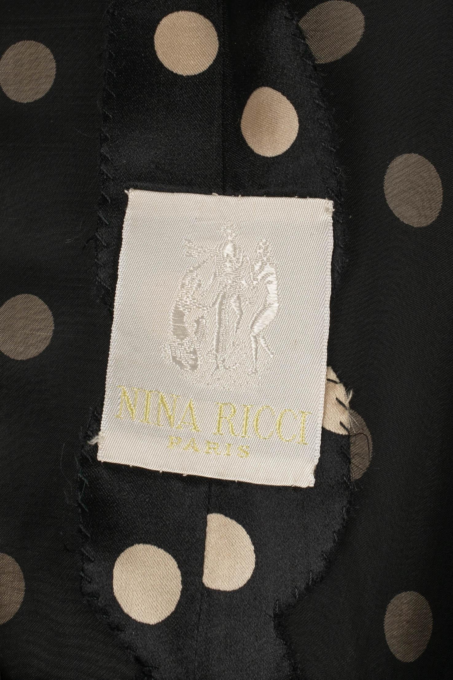 Set stampato in seta nera di Nina Ricci Couture in vendita 3