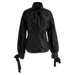Black Silk Pussybow Blouse