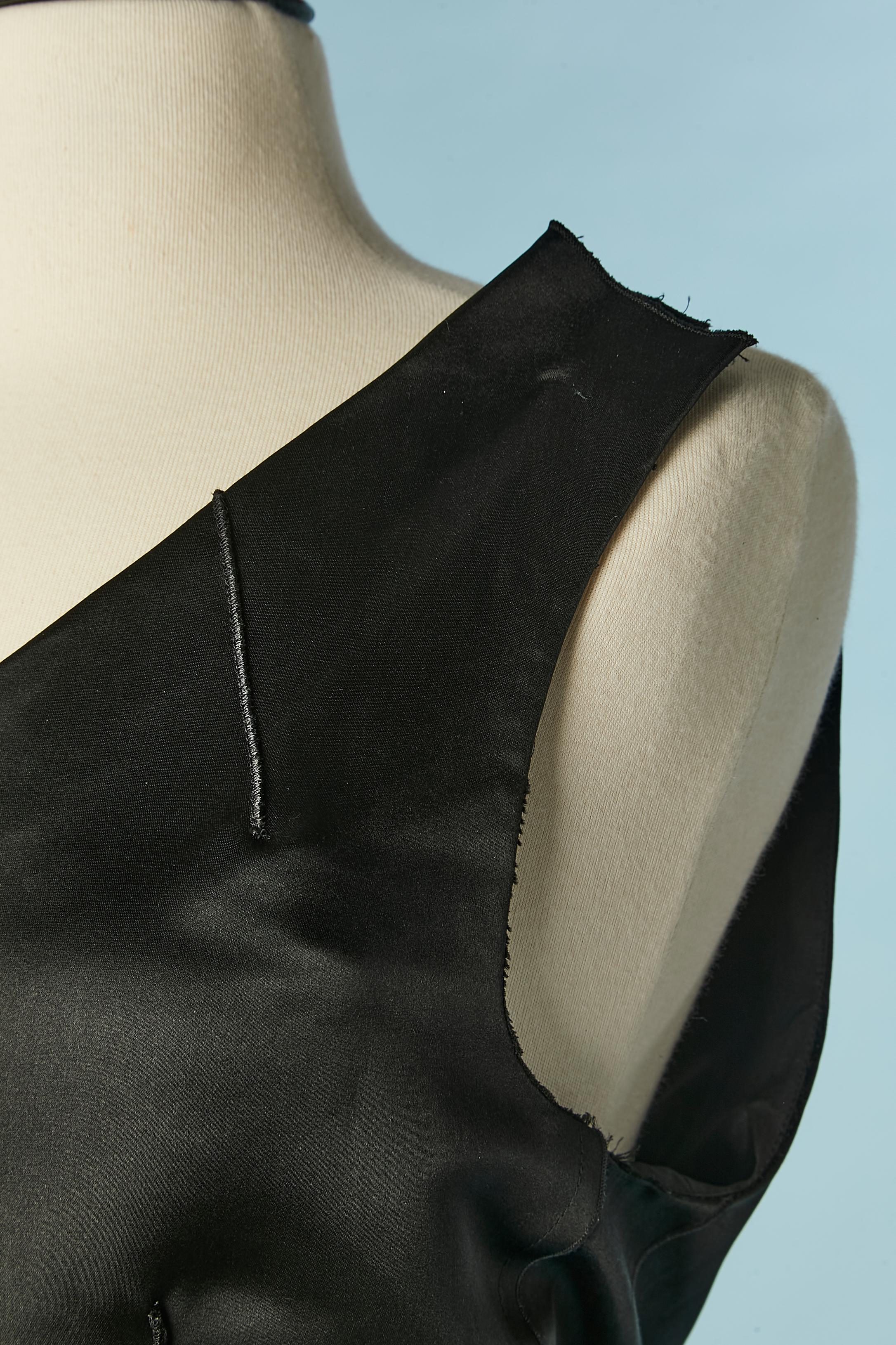 Noir Robe de cocktail à une épaule en satin de soie noir LANVIN by Alber Elbaz FW 2008 en vente
