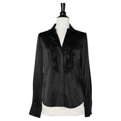 Camicia di seta nera con jabot Diane von Furstenberg