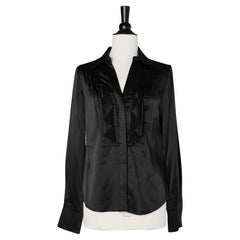 Black silk shirt with jabot Diane von Furstenberg 