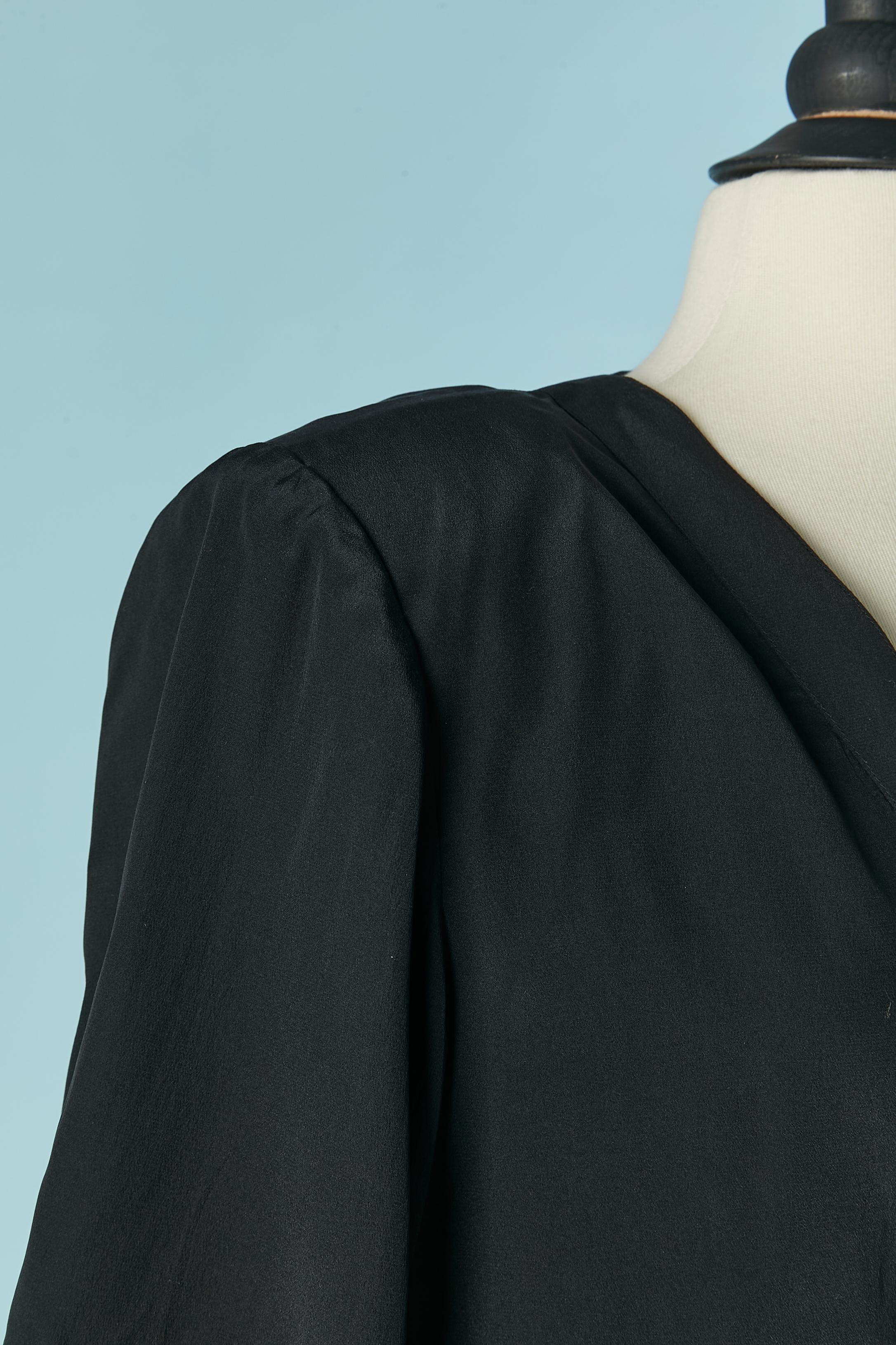 Blue Black silk shirt with large shoulder-pad CHLOE