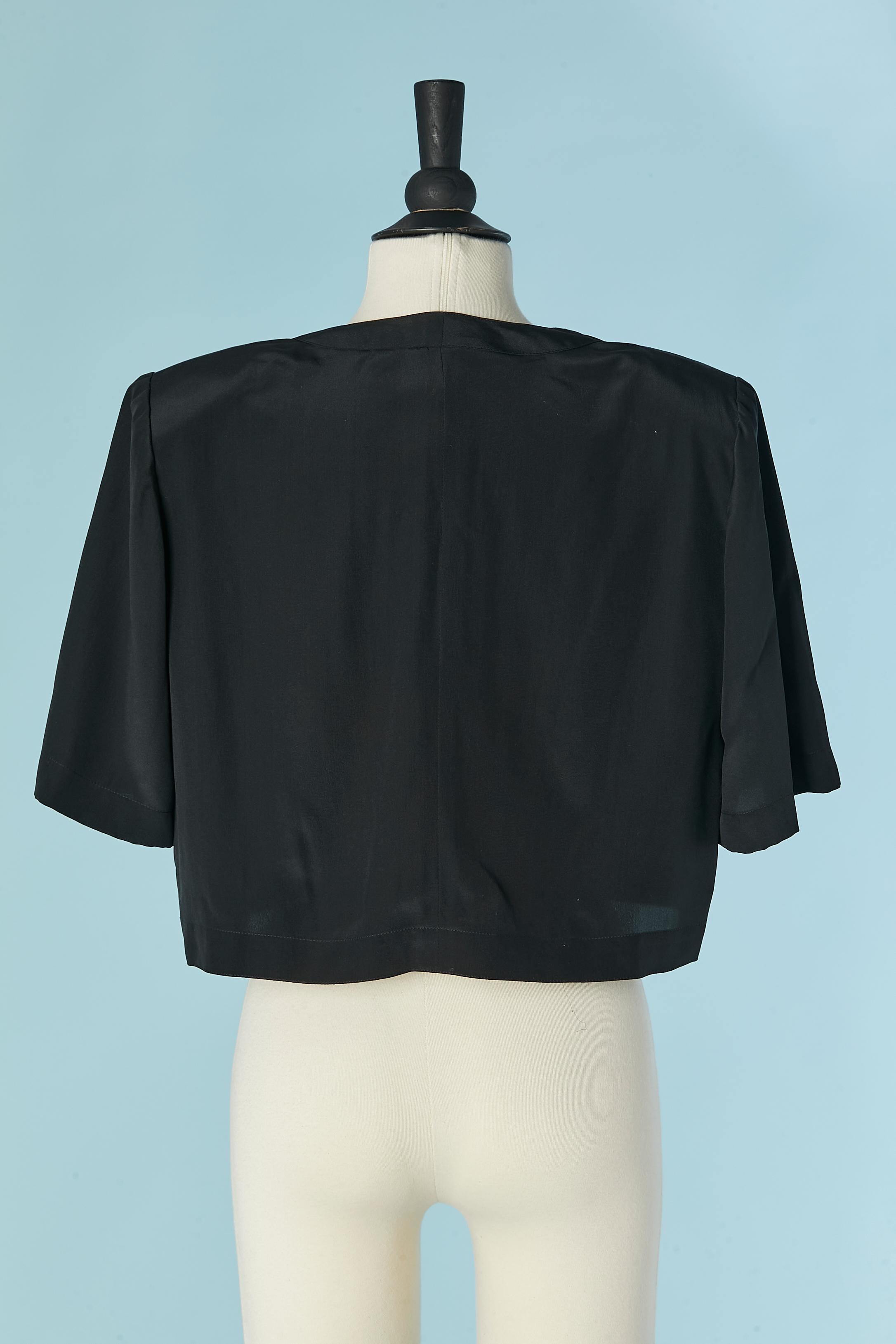 Women's Black silk shirt with large shoulder-pad CHLOE